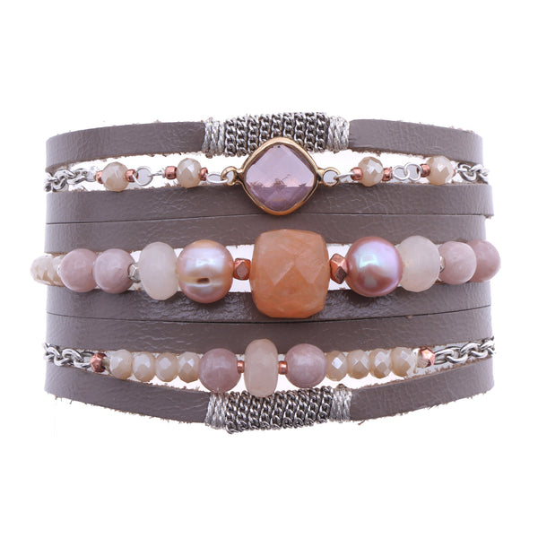 bracelet - Nakamol Handmade Leather Gemstone Bracelet - Girl Intuitive - Nakamol -