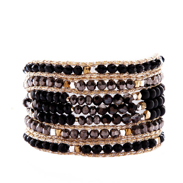 bracelet - Nakamol Mokuba Wrap Bracelet Black and Gold - Girl Intuitive - Nakamol -