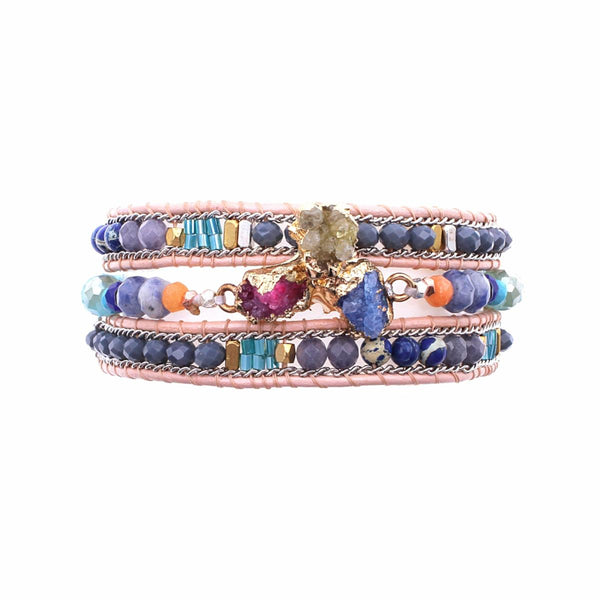 bracelet - Nakamol Multi Druzy Stones Wrap Bracelet - Girl Intuitive - Nakamol -