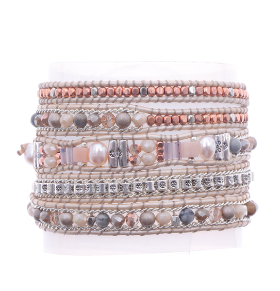 bracelet - Nakamol Palm Wrap Bracelet in Grey - Girl Intuitive - Nakamol -