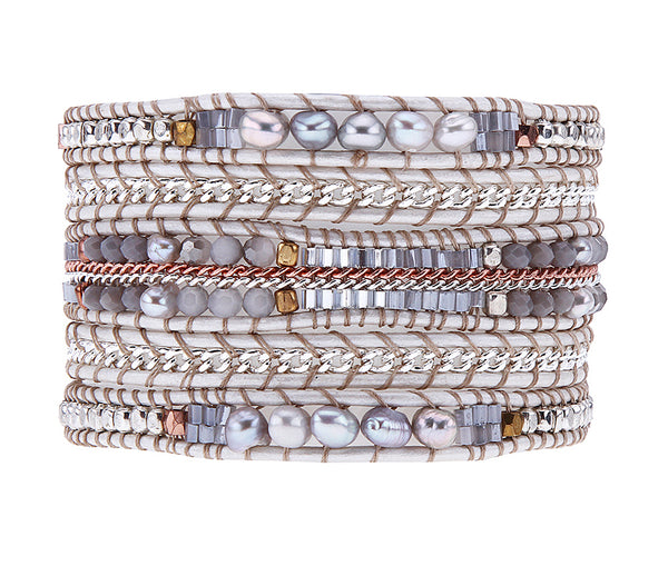 bracelet - Nakamol White Leather Wrap Bracelet - Girl Intuitive - Nakamol -