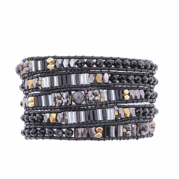 bracelet - Nakamol Labradorite Black Wrap Bracelet - Girl Intuitive - Nakamol -
