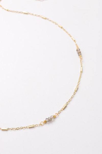 Necklace - Nakamol Labradorite Delicate Short Necklace - Girl Intuitive - Nakamol -