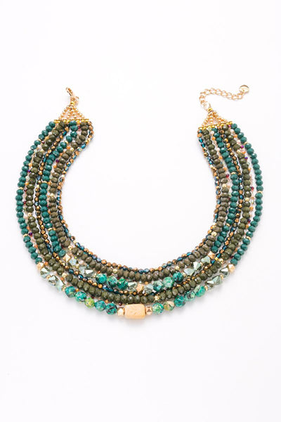 Necklace - Nakamol Multirow Emerald Green Beaded Necklace - Girl Intuitive - Nakamol -