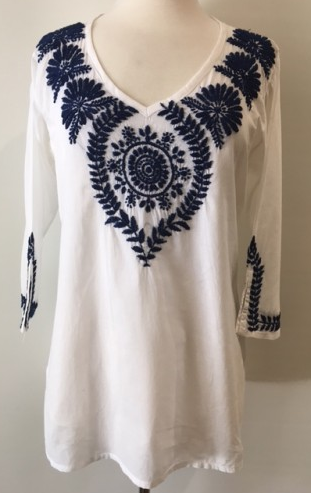Tunic - Navy Embroidered Tunic Top - Girl Intuitive - Dolma -