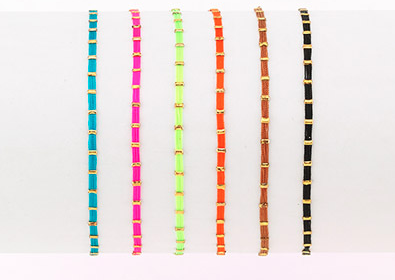bracelet - Neon Cord and Gold Stoppers Friendship Bracelets - Girl Intuitive - Island Imports -