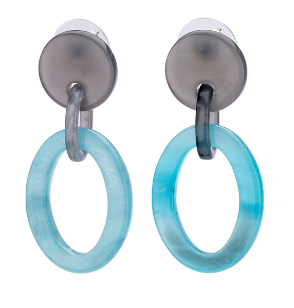 earrings - Ocean Oval Resin Links Drop Earrings - Girl Intuitive - Island Imports -