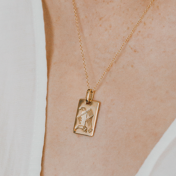 Necklace - Old English Initial Pendant Necklace - Girl Intuitive - Mod + Jo -