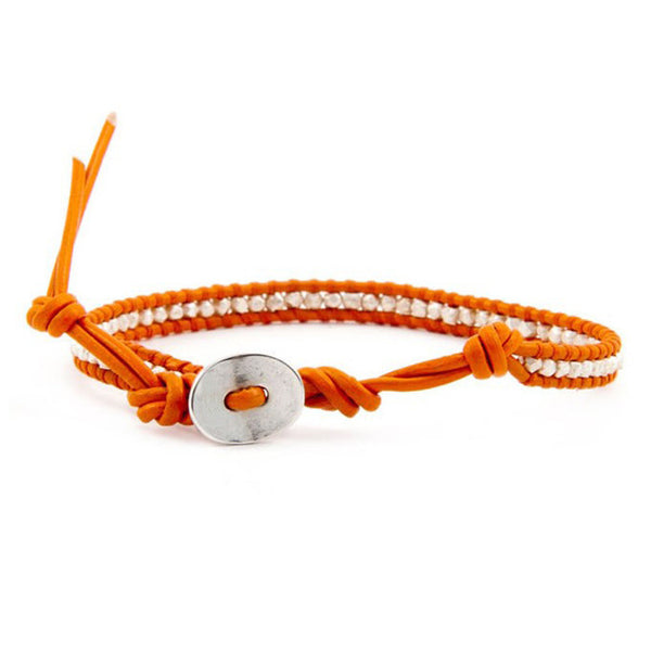 bracelet - One Row Orange Wrap Leather Bracelet - Girl Intuitive - Girl Intuitive -