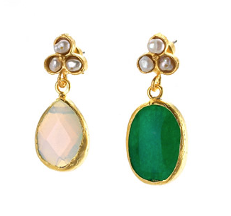 earrings - Oval Drop Earring With Pearls - Girl Intuitive - Island Imports -