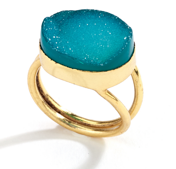 Ring - Oval Druzy Ring - Girl Intuitive - Island Imports - Green
