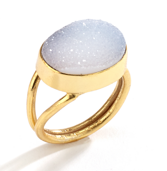 Ring - Oval Druzy Ring - Girl Intuitive - Island Imports - White