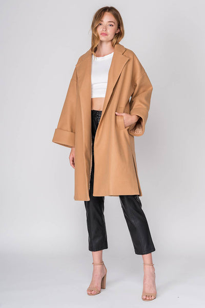 Jacket - Oversized Coat with Pockets in Camel - Girl Intuitive - Fore Collection -