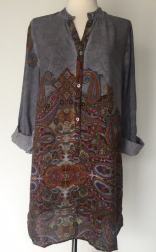 Tunic - Paisley Kurti in Gray - Girl Intuitive - Dolma -