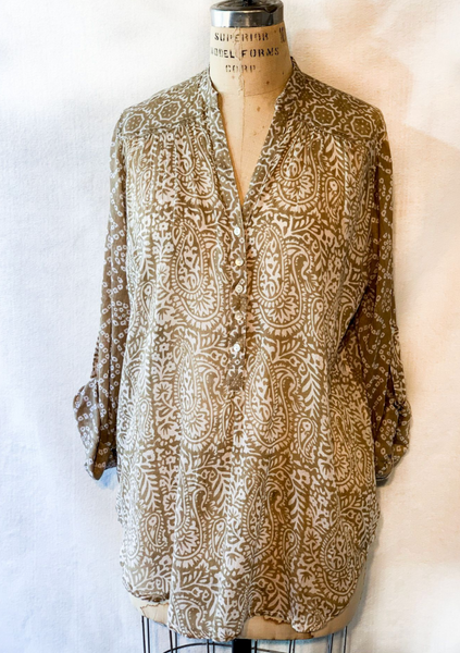 Shirts - Paisley Henley Shirt Beige - Girl Intuitive - Dolma -