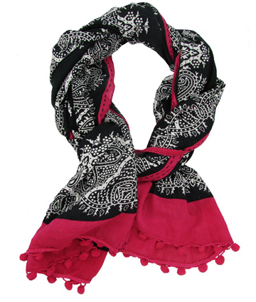 Scarves - Paisley Border Scarf Black - Girl Intuitive - WorldFinds -