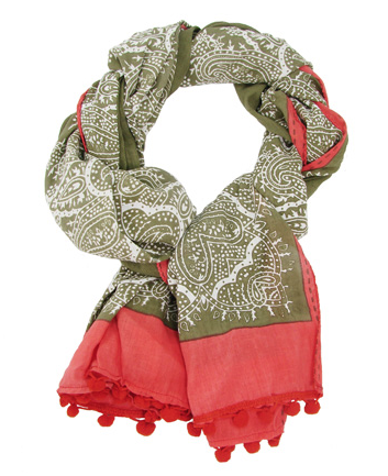 Scarves - Paisley Border Scarf Olive - Girl Intuitive - WorldFinds -