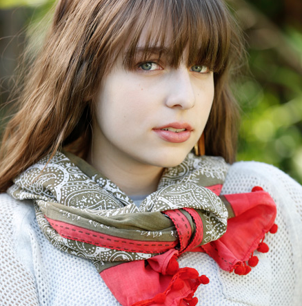 Scarves - Paisley Border Scarf Olive - Girl Intuitive - WorldFinds -