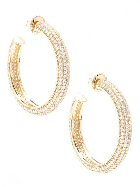 earrings - Pave Chunky Hoop Earrings - Girl Intuitive - Zenzii -