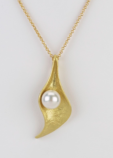 Necklace - Pearl in Leaf Pod Necklace - Girl Intuitive - Island Imports -