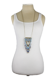 Necklace - Peyote Stitch Fringe Beaded Long Necklace - Girl Intuitive - zad -