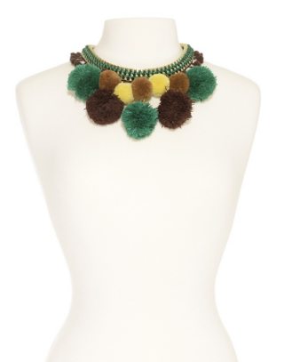 necklace - Pom Pom Bib Necklace - Girl Intuitive - Zenzii - Green