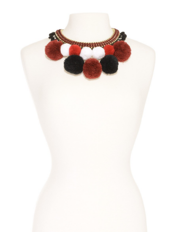 necklace - Pom Pom Bib Necklace - Girl Intuitive - Zenzii - Red