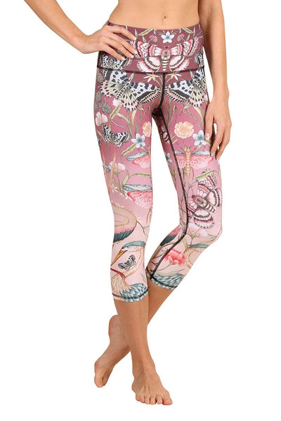 Leggings - Pretty in Pink Printed Yoga Crop Leggings - Girl Intuitive - Yoga Democracy -