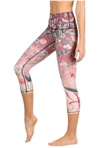 Leggings - Pretty in Pink Printed Yoga Crop Leggings - Girl Intuitive - Yoga Democracy -