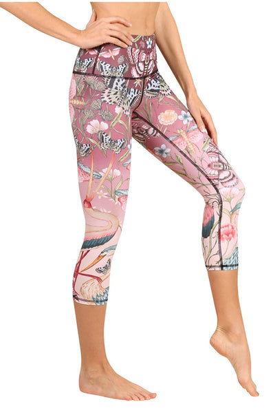 Leggings - Pretty in Pink Printed Yoga Crop Leggings - Girl Intuitive - Yoga Democracy -