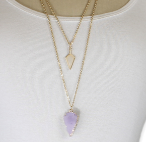 Necklace - Purple Arrowhead Long Necklace - Girl Intuitive - zad -