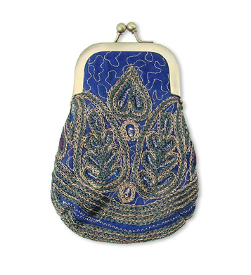 small goods - Recycled Sari Petite Kisslock - Girl Intuitive - WorldFinds - Indigo