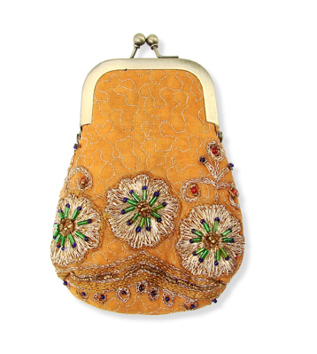 small goods - Recycled Sari Petite Kisslock - Girl Intuitive - WorldFinds - Tangerine