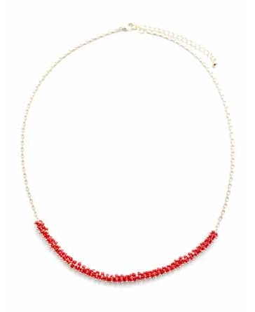 Necklace - Red Bead and Chain Choker - Girl Intuitive - Zenzii -