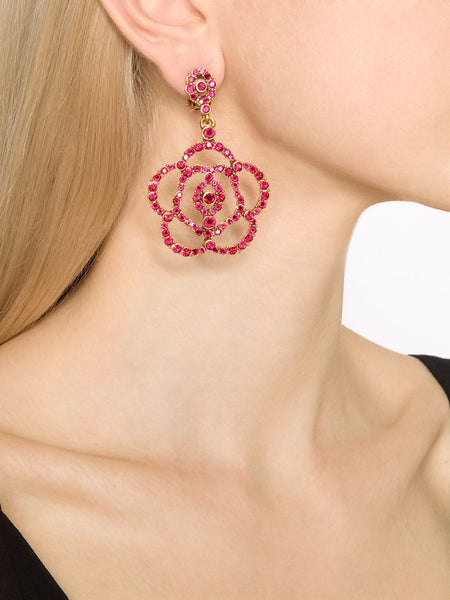 earrings - Red Crystal Flower Clip-On Earrings - Girl Intuitive - Girl Intuitive -