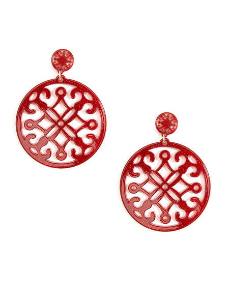 earrings - Red Statement Circle Drop Earring - Girl Intuitive - Zenzii -