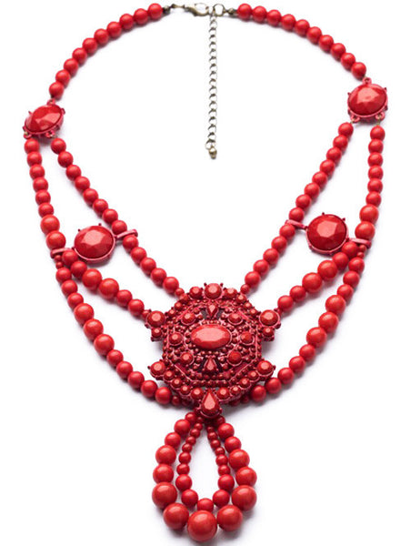 Necklace - Red Statement Necklace - Girl Intuitive - Girl Intuitive -