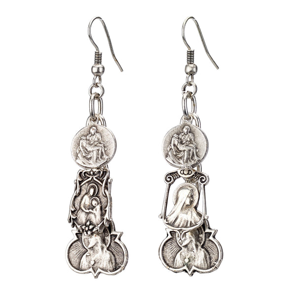 earrings - Religious Medals Drop Earrings - Girl Intuitive - Island Imports -