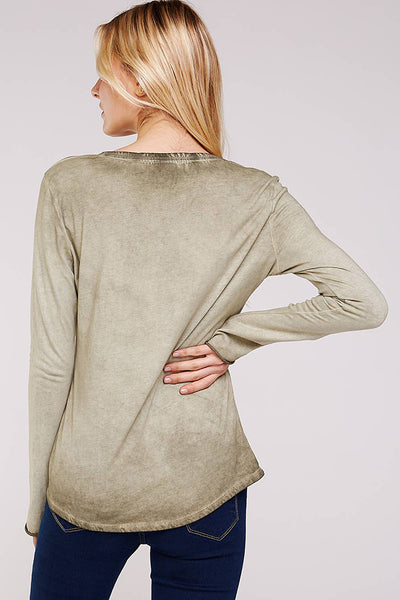 Top - Revered Oil Wash Button Down Henley - Girl Intuitive - Urban X -