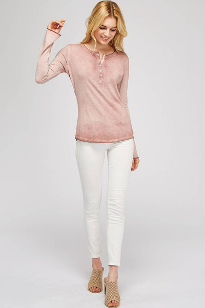 Top - Revered Oil Wash Button Down Henley - Girl Intuitive - Urban X -