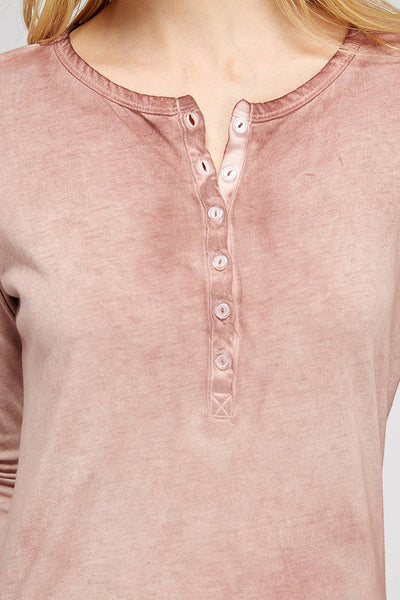 Top - Revered Oil Wash Button Down Henley - Girl Intuitive - Urban X -