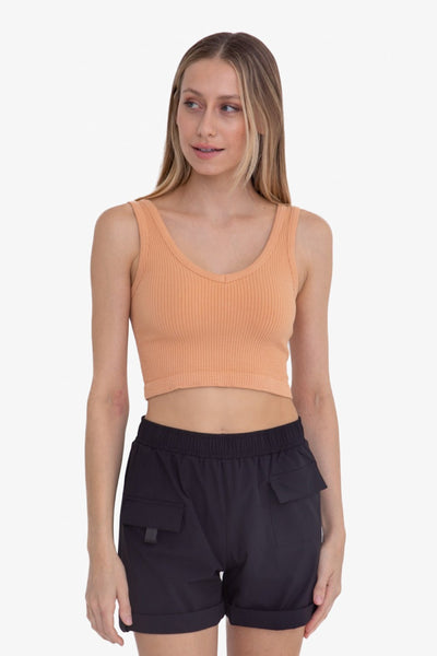 Mono B Ribbed Seamless Cropped Tank Top