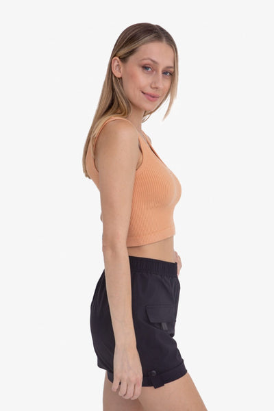 Mono B Ribbed Seamless Cropped Tank Top