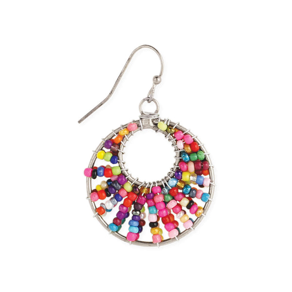 earrings - Round Gold Multi Bead Sunburst Earring - Girl Intuitive - zad -