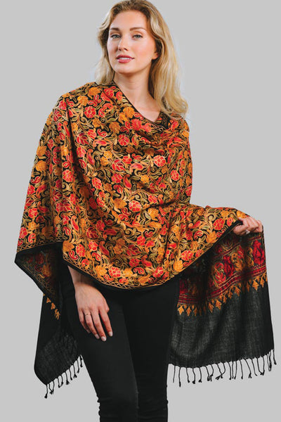 Shawl - Sevya Sabari Embroidered Wool Shawl - Girl Intuitive - Sevya -