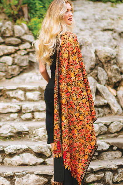 Shawl - Sevya Sabari Embroidered Wool Shawl - Girl Intuitive - Sevya -