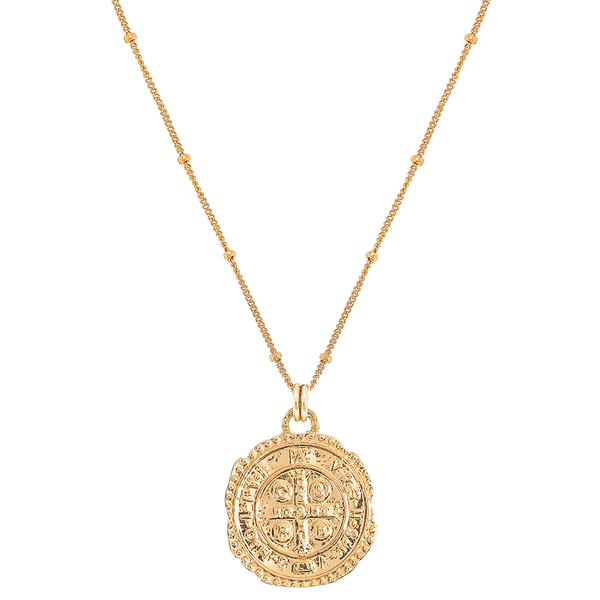 Necklace - Saint Benedict Coin Pendant Necklace Gold-Filled - Girl Intuitive - Mod + Jo -