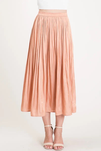 Skirt - Satin High Waist Midi Skirt in Persimmon - Girl Intuitive - Allie Rose -