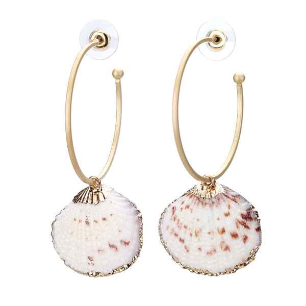 earrings - Scallop Shell Hoop Earrings - Girl Intuitive - Island Imports -