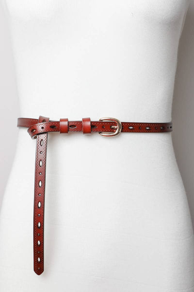 Belt - Scallop Skinny Leather Belt - Girl Intuitive - Leto -